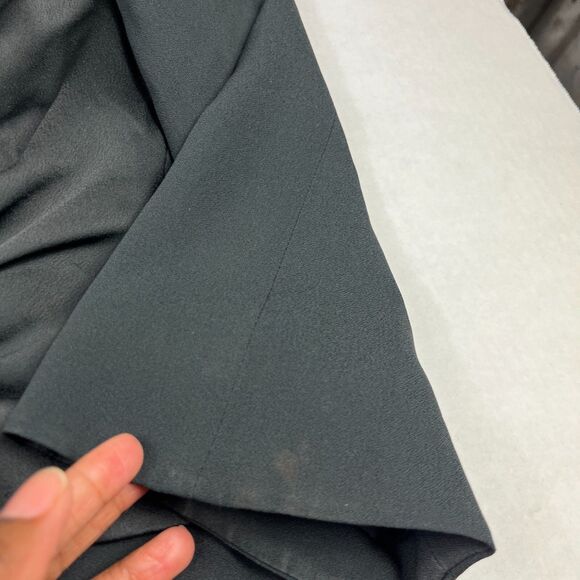 Armani Collezioni Black Satin Trim Classic Blazer 12 Ruched 3/4 Sleeve Jacket - Picture 12 of 13